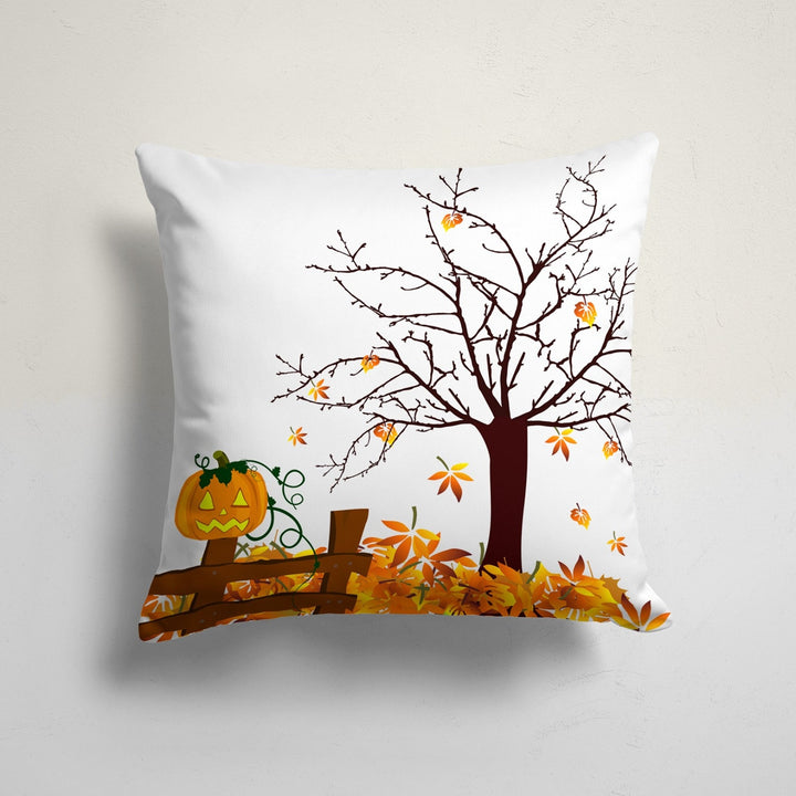 Halloween Pillowcase|Carved Pumpkin and Autumn Tree Cushion|Haunted House Cushion Cover|Pumpkin with Witch Hat|Bat Print Throw Pillow Cover