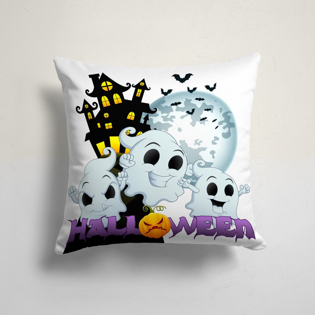 Halloween Pillowcase|Haunted House and Ghost Cushion Cover|Carved Pumpkin Pillow Sham|Spider Web and Bat Print Scary Halloween Throw Pillow