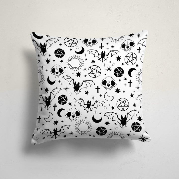 Halloween Pillowcase|Carved Pumpkin and Witch Print Striped Cushion Case|Cute Black Cat and Funny Pumpkin Cushion Cover|Throw Pillow Cover