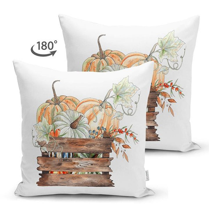 Pumpkin Pillow Cover|Fall Trend Suede Cushion Case|Floral Orange Green Pumpkin Throw Pillowtop|Decorative Farmhouse Thanksgiving Cushion