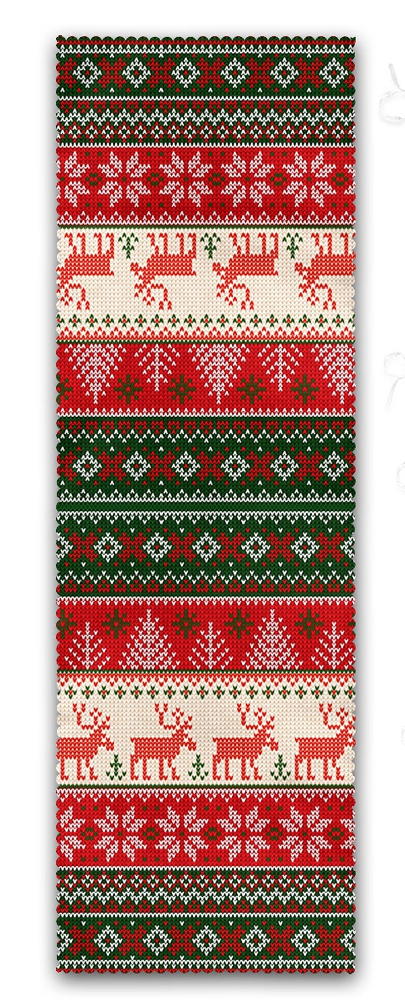 Set of 4 Puffy Chair Pads and 1 Table Runner|Merry Christmas Seat Pad Tablecloth|Pixel Art Xmas Tree Deer Snowflake Seat Cushion Tabletop