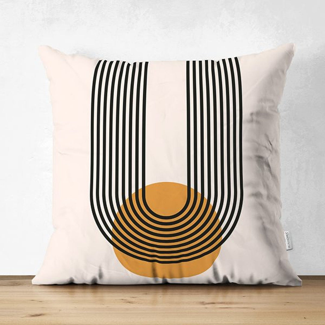 Abstract Pillow Cover|Circles and Lines Pillowcase|Abstract Geometric Cushion|Decorative Double-Sided Pillowtop|Farmhouse Authentic Cushion