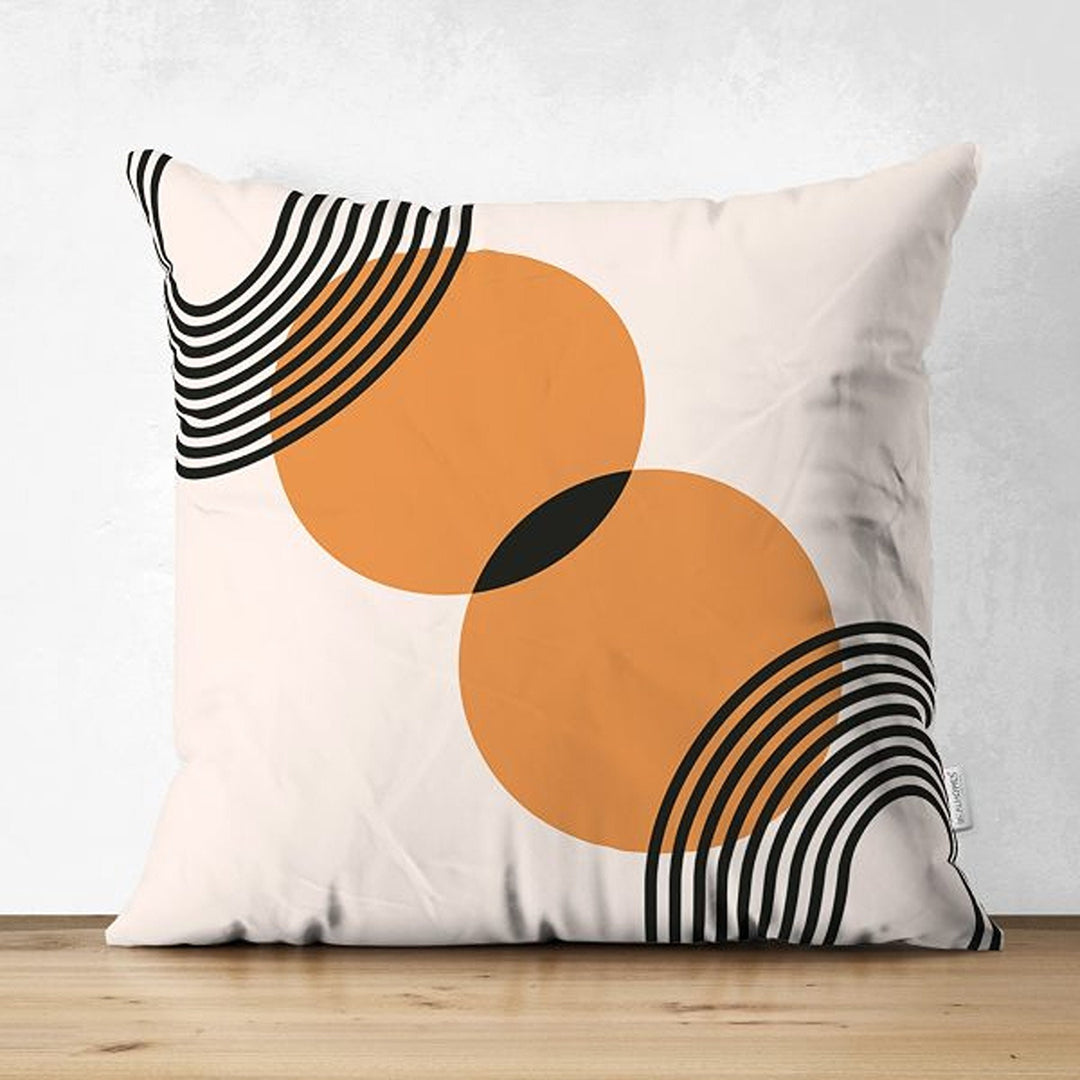 Abstract Pillow Cover|Circles and Lines Pillowcase|Abstract Geometric Cushion|Decorative Double-Sided Pillowtop|Farmhouse Authentic Cushion