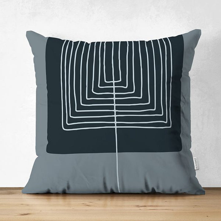 Abstract Pillow Cover|Black Gray Pillowcase|Abstract Onedraw Cushion Cover|Decorative Double-Sided Pillowtop|Farmhouse Style Boho Cushion