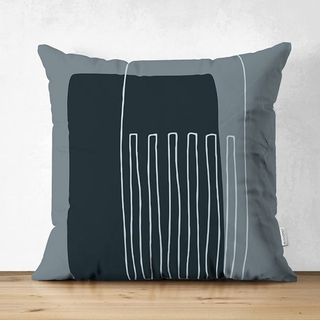 Abstract Pillow Cover|Black Gray Pillowcase|Abstract Onedraw Cushion Cover|Decorative Double-Sided Pillowtop|Farmhouse Style Boho Cushion