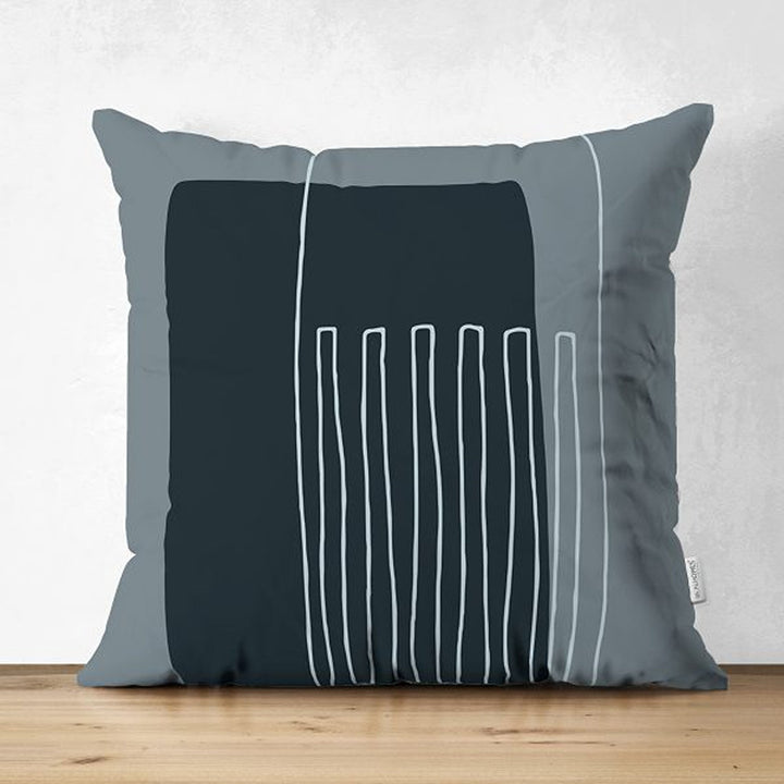 Abstract Pillow Cover|Black Gray Pillowcase|Abstract Onedraw Cushion Cover|Decorative Double-Sided Pillowtop|Farmhouse Style Boho Cushion