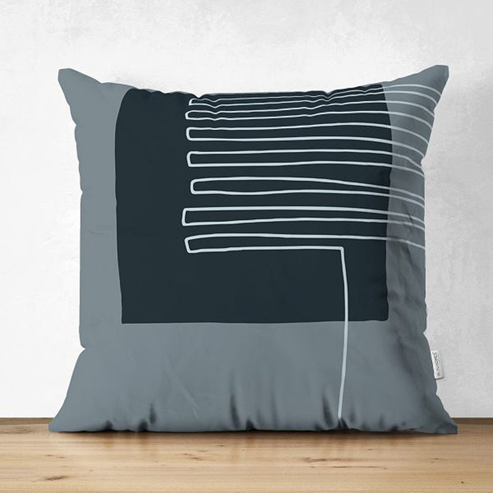 Abstract Pillow Cover|Black Gray Pillowcase|Abstract Onedraw Cushion Cover|Decorative Double-Sided Pillowtop|Farmhouse Style Boho Cushion