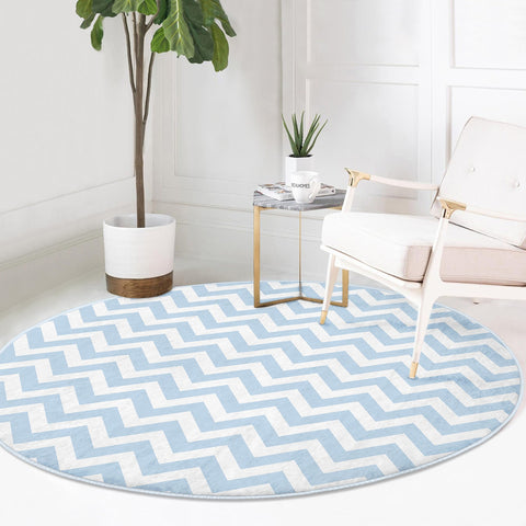 Zigzag Round Rug|Non-Slip Round Carpet|Geometric Circle Carpet|Decorative Area Rug|Zigzag Home Decor|Multi-Purpose Colorful Anti-Slip Mat