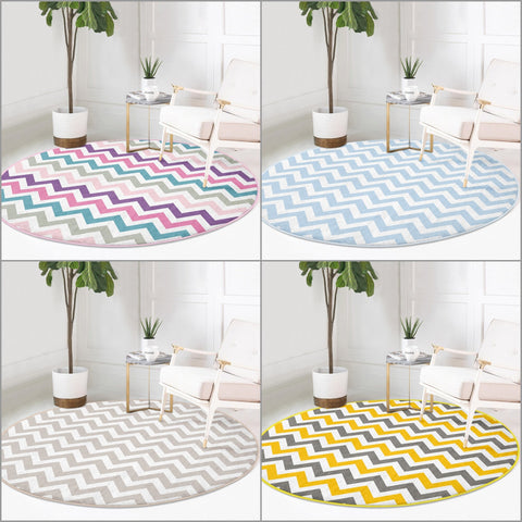 Zigzag Round Rug|Non-Slip Round Carpet|Geometric Circle Carpet|Decorative Area Rug|Zigzag Home Decor|Multi-Purpose Colorful Anti-Slip Mat