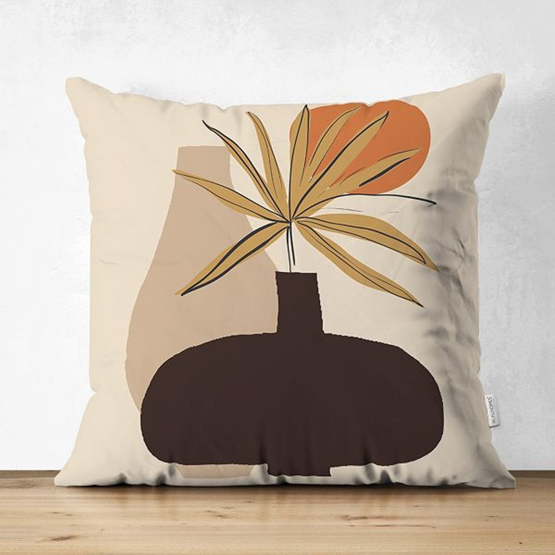 Abstract Pillow Cover|Onedraw Cushion Case|Decorative Farmhouse Boho Pillowtop|Cozy Home Decor|Housewarming Plant Print Throw Pillowcase