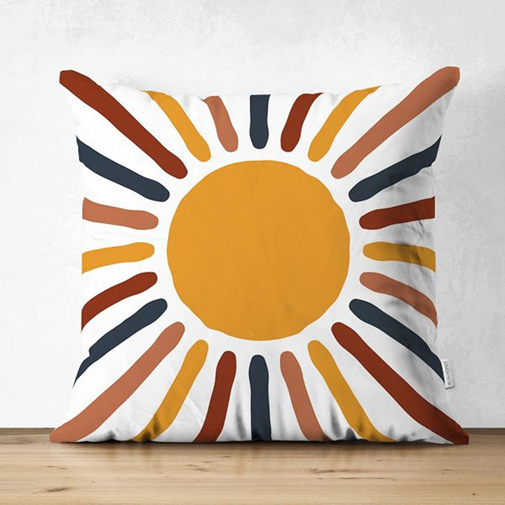 Abstract Pillow Cover|Sun and Moon Phases Cushion Case|Geometric Outdoor Cushion|Housewarming Farmhouse Boho Throw Pillowtop|Cozy Home Decor