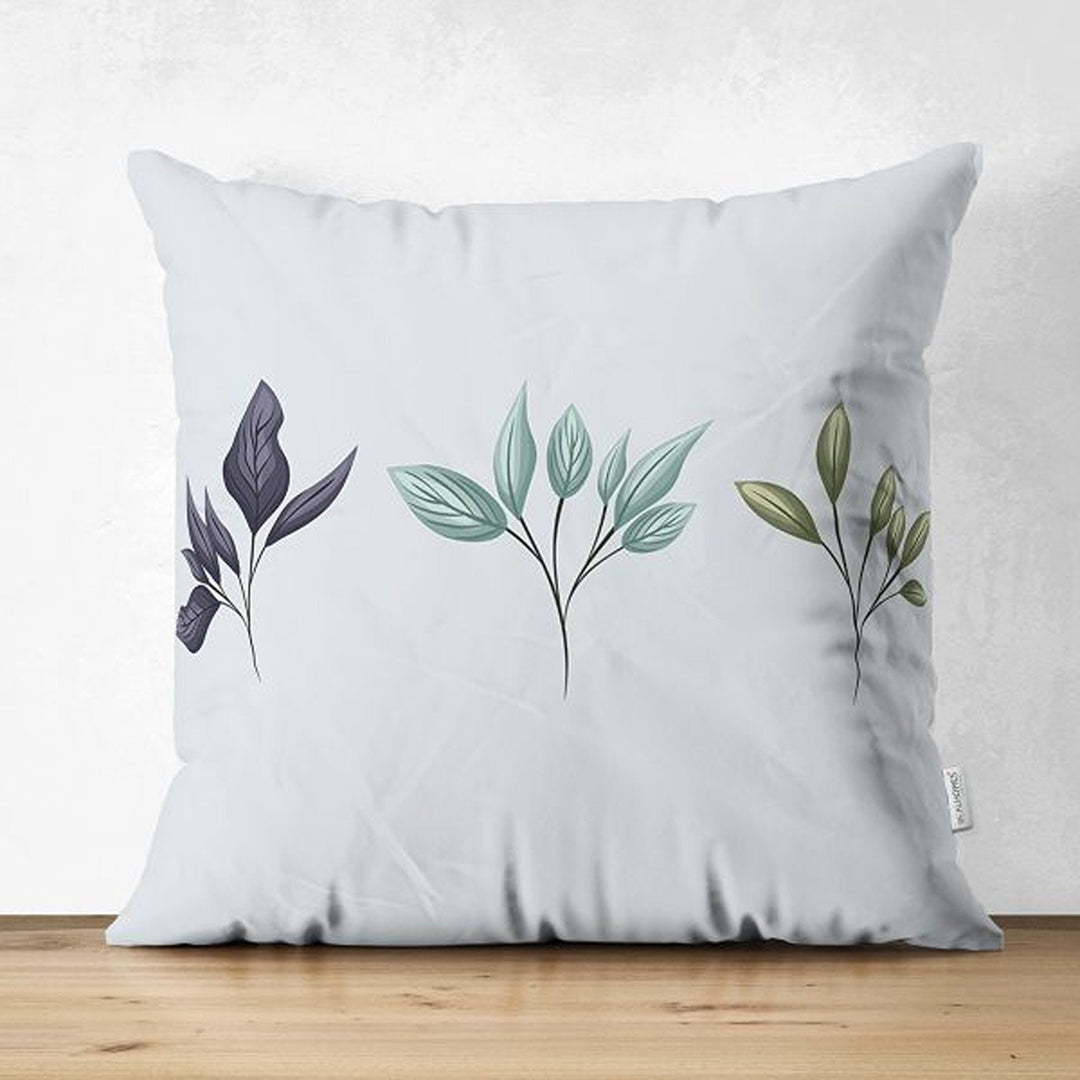 Plant Pillow Cover|Leaf Print Cushion Case|Decorative Farmhouse Style Pillowtop|Cozy Home Decor|Housewarming Plant Print Throw Pillowcase