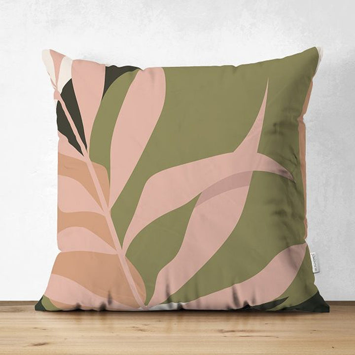 Abstract Pillow Cover|Tropical Leaf Cushion Case|Decorative Farmhouse Pillowtop|Cozy Home Decor|Housewarming Plant Print Throw Pillowcase