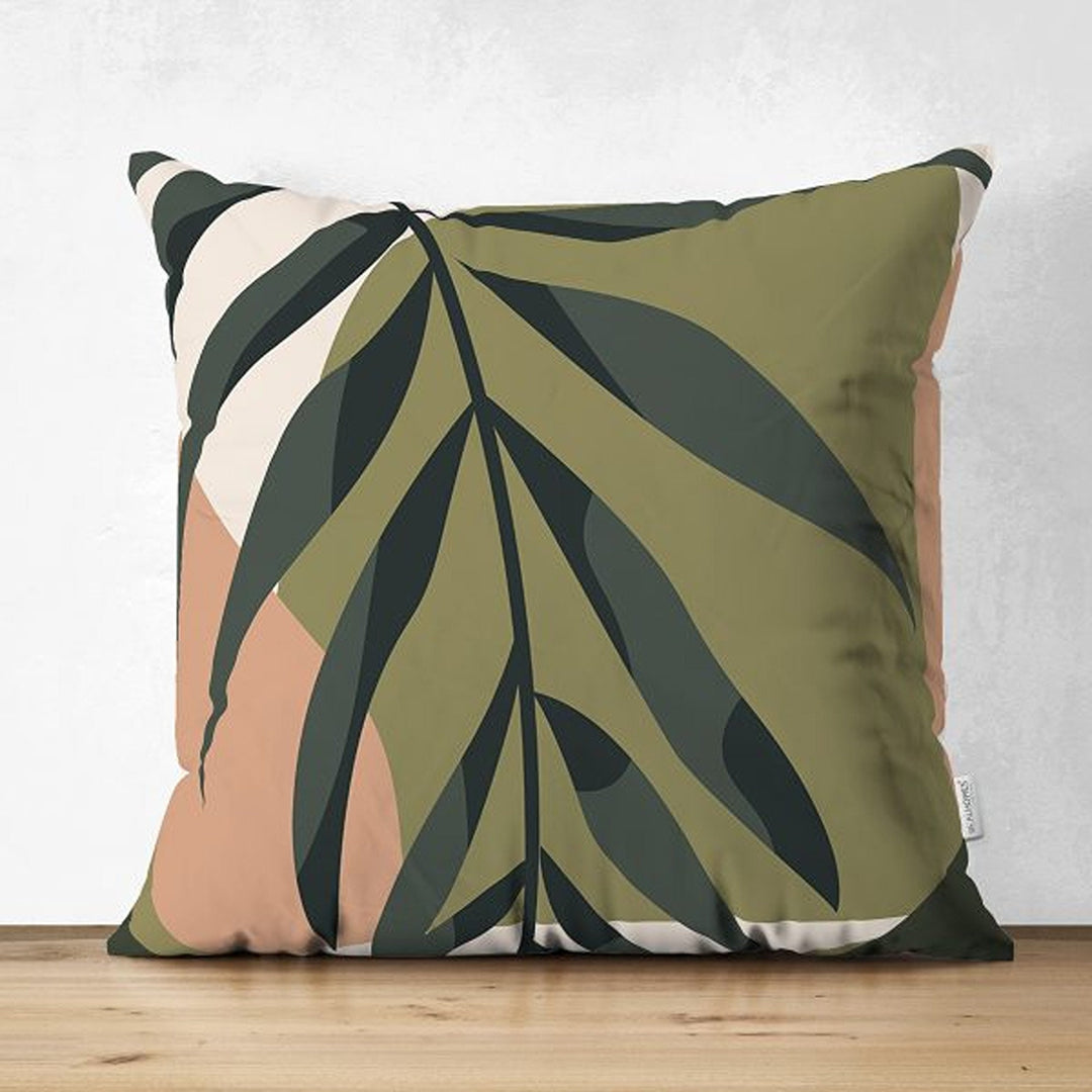 Abstract Pillow Cover|Tropical Leaf Cushion Case|Decorative Farmhouse Pillowtop|Cozy Home Decor|Housewarming Plant Print Throw Pillowcase