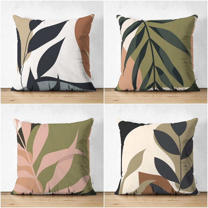 Abstract Pillow Cover|Tropical Leaf Cushion Case|Decorative Farmhouse Pillowtop|Cozy Home Decor|Housewarming Plant Print Throw Pillowcase