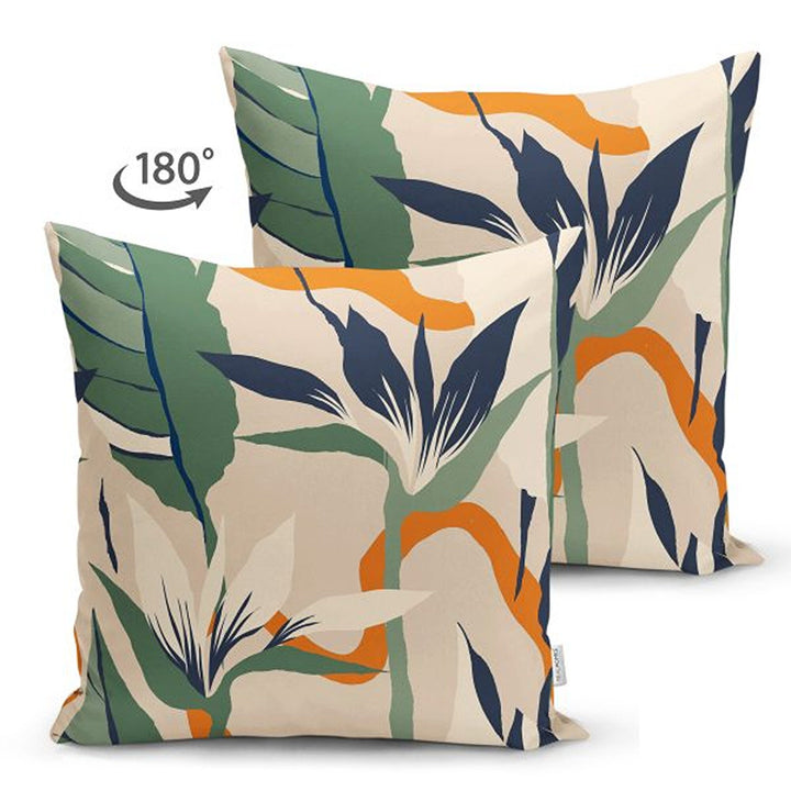 Abstract Pillow Cover|Tropical Leaf Cushion Case|Decorative Farmhouse Pillowtop|Cozy Home Decor|Housewarming Plant Print Throw Pillowcase