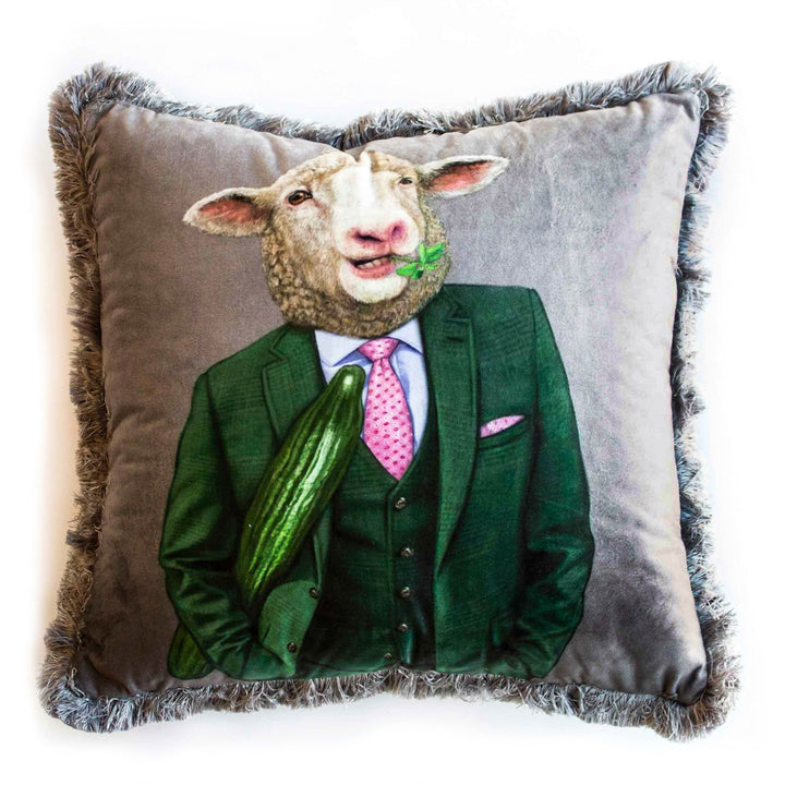 Royal Animal Pillow Cover|Frilly Goat, Horse Cushion Case|Pet Costume Pillowcase|Cow and Sheep Throw Pillow Cover|Animal Portrait Cushion