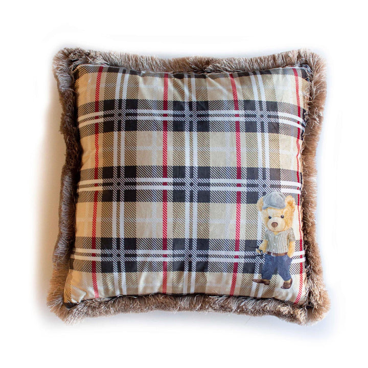 Cute Bear Pillow Cover|Frilly Bear in Suit Themed Cushion Case|Plaid Astronaut and Baseball Player Bear Pillowcase|Animal Throw Pillow Cover