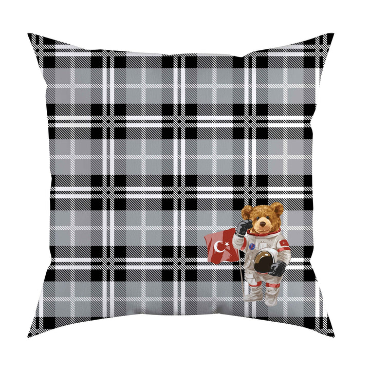 Cute Bear Pillow Cover|Frilly Bear in Suit Themed Cushion Case|Plaid Astronaut and Baseball Player Bear Pillowcase|Animal Throw Pillow Cover