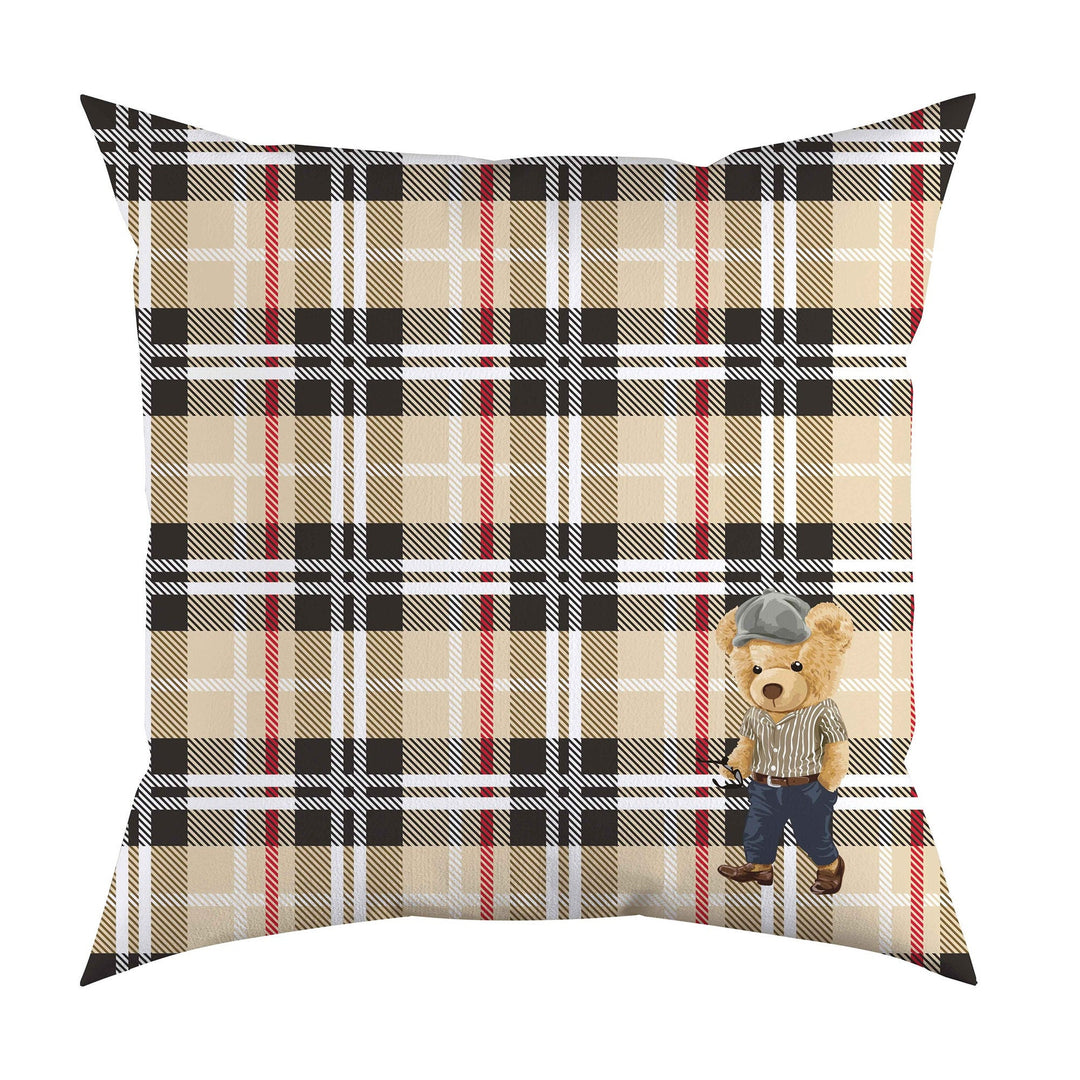 Cute Bear Pillow Cover|Frilly Bear in Suit Themed Cushion Case|Plaid Astronaut and Baseball Player Bear Pillowcase|Animal Throw Pillow Cover