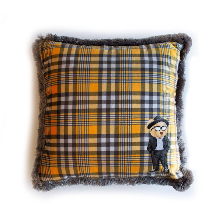 Cute Bear Pillow Cover|Frilly Bear in Suit Themed Cushion Case|Plaid Astronaut and Baseball Player Bear Pillowcase|Animal Throw Pillow Cover