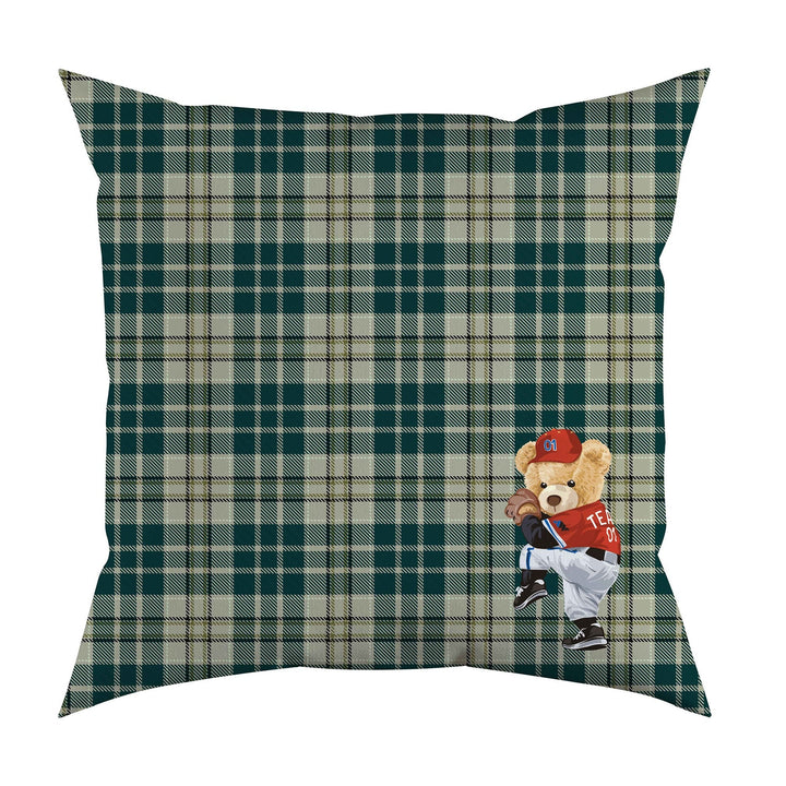 Cute Bear Pillow Cover|Frilly Bear in Suit Themed Cushion Case|Plaid Astronaut and Baseball Player Bear Pillowcase|Animal Throw Pillow Cover