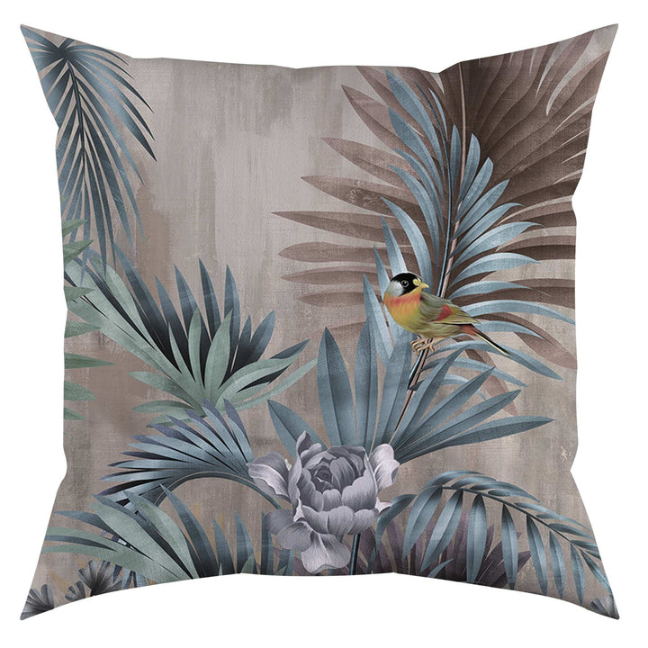 Floral Bird Pillow Cover|Frilly Floral White Peacock Cushion Case|Birds over Mountains Pillowcase|Summer Trend Throw Pillow|Cozy Home Decor