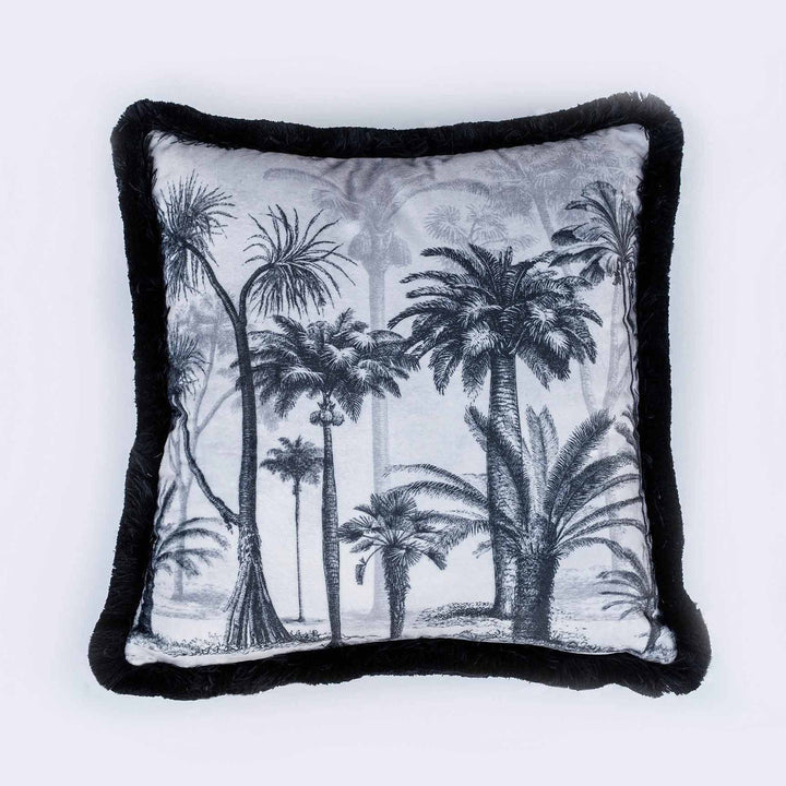 Gray Tropical Pillow Cover|Frilly Palm Tree Cushion Case|Animals in Forest Pillowcase|Elephant Cushion Cover|Toucan Print Throw Pillow Cover