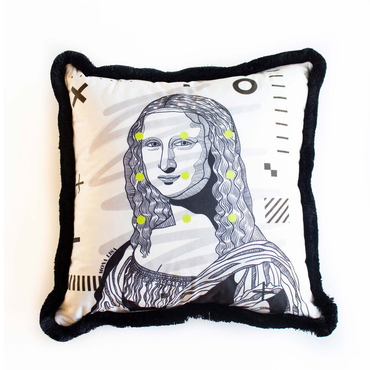 Portrait Pillow Cover|Frilly Marilyn Monroe Cushion Case|Benjamin Franklin with Mask Pillow Top|Decorative Mona Lisa Print Throw Pillow Case