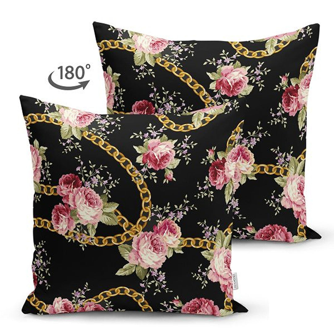 Floral Chain Pillow Cover|Decorative Cushion Case|Boho Flower Pillowtop|Cozy Home Decor|Housewarming Pinky Floral Print Throw Pillowcase