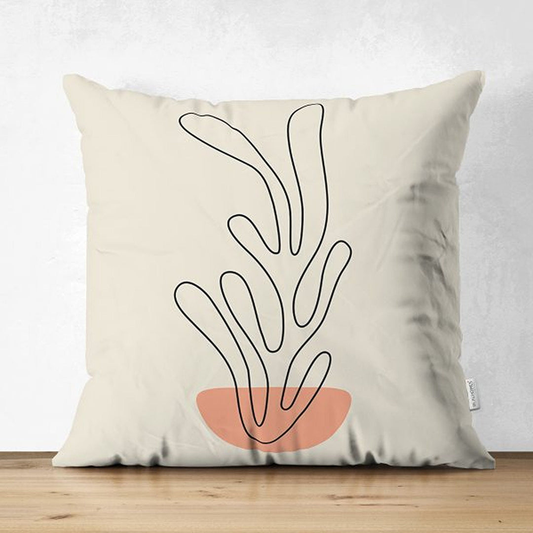 Onedraw Pillow Cover|Abstract Plant Drawing Cushion Case|Boho Pillowcase|Decorative Double-Sided Pillowtop|Minimalist Cozy Cushion Case