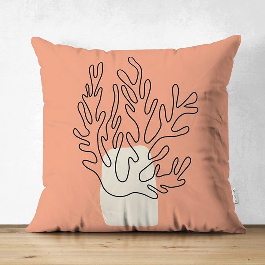 Onedraw Pillow Cover|Abstract Plant Drawing Cushion Case|Boho Pillowcase|Decorative Double-Sided Pillowtop|Minimalist Cozy Cushion Case