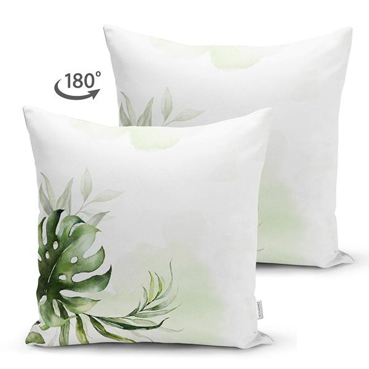 Tropical Plants Pillow Cover|Green Leaves Cushion Case|Floral Cushion Cover|Decorative Pillowtop|Green and White Summer Trend Home Decor