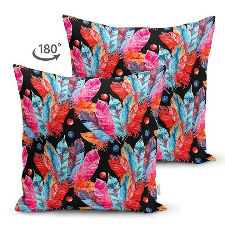 Feather Pillow Cover|Colorful Feather Print Cushion Case|Cozy Home Decor|Decorative Vibrant Colors Pillowtop|Housewarming Outdoor Pillow