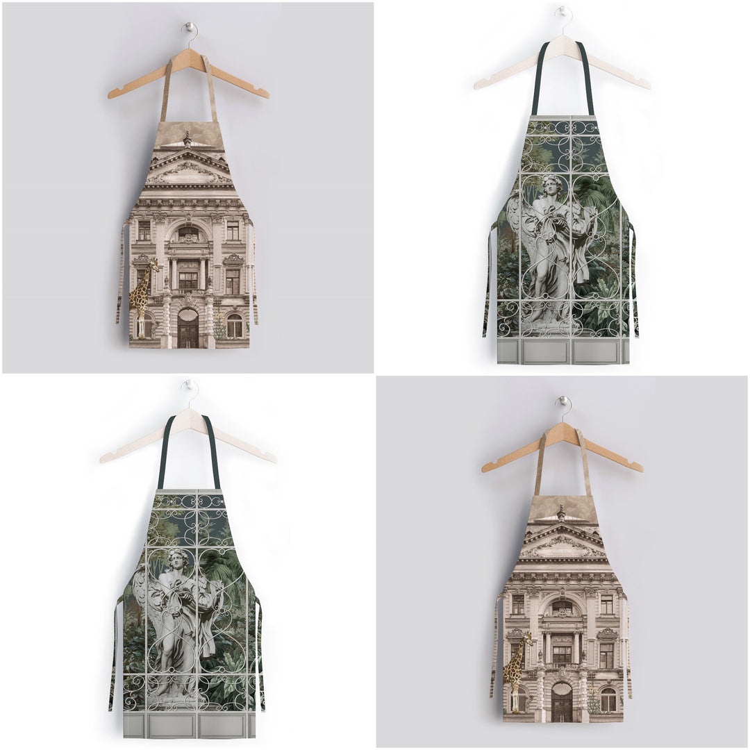 Statue Kitchen Apron|Giraffe Print Cooking Apron with Adjustable Neck and Waist Strap|Baroque Style Cute Kitchen Gift For Him or Her