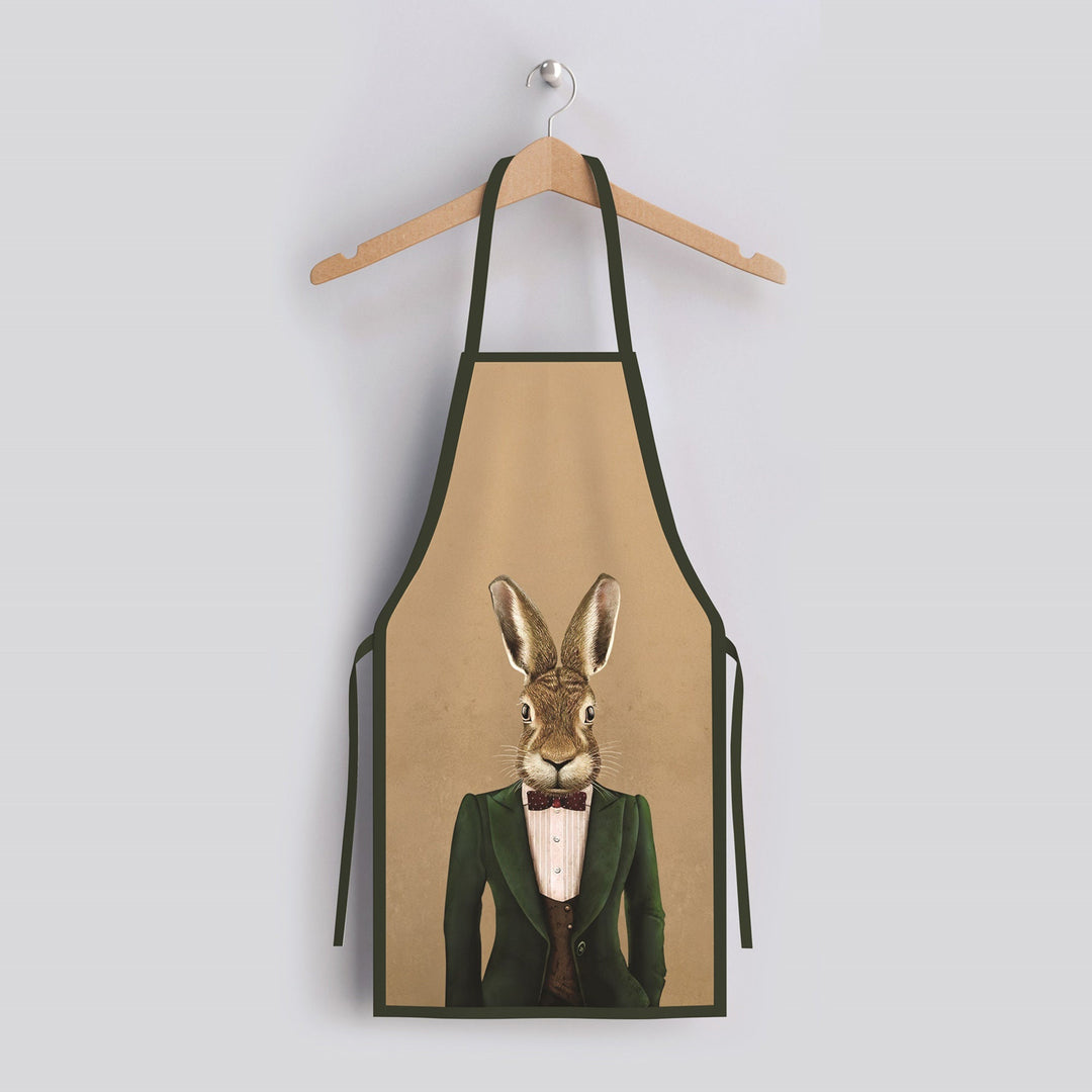 Royal Animal Kitchen Apron|Mr Rabbit Cooking Smock with Adjustable Neck and Waist Strap|Mr Cat Print Kitchen Pinafore Gift For Him or Her