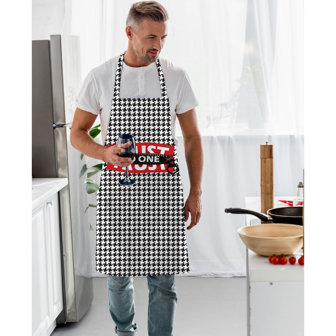 No Drama Kitchen Apron|Trust No One Cooking Smock with Adjustable Neck and Waist Strap|Quote Print Kitchen Pinafore Gift For Him or Her