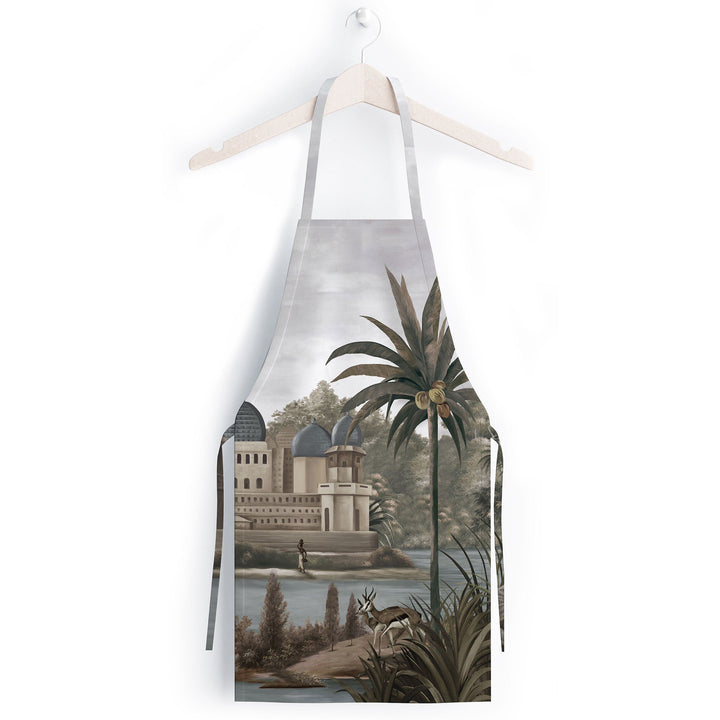 Landscape Kitchen Apron|Tropical Trees Smock with Adjustable Neck and Waist Strap|Floral View Print Kitchen Pinafore Gift For Him or Her