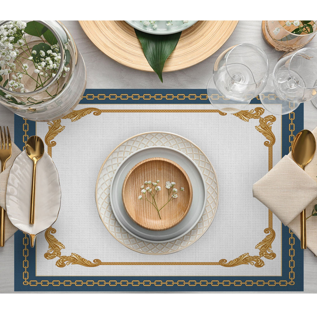 Set of 4 Baroque Placemat|Decorative Table Mat|Geometric Dining American Service|Baroque Underplate|Renaissance Style Rectangle Coaster Set