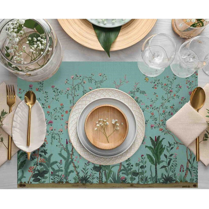 Set of 4 Floral Placemat|Summer Trend Table Mat|Floral Dining American Service|Decorative Underplate|Farmhouse Style Rectangle Coaster Set