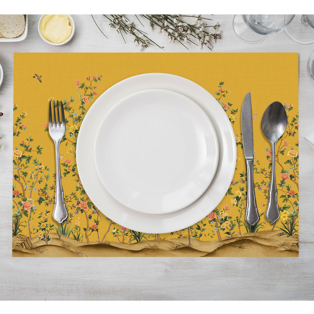 Set of 4 Floral Placemat|Summer Trend Table Mat|Floral Dining American Service|Decorative Underplate|Farmhouse Style Rectangle Coaster Set