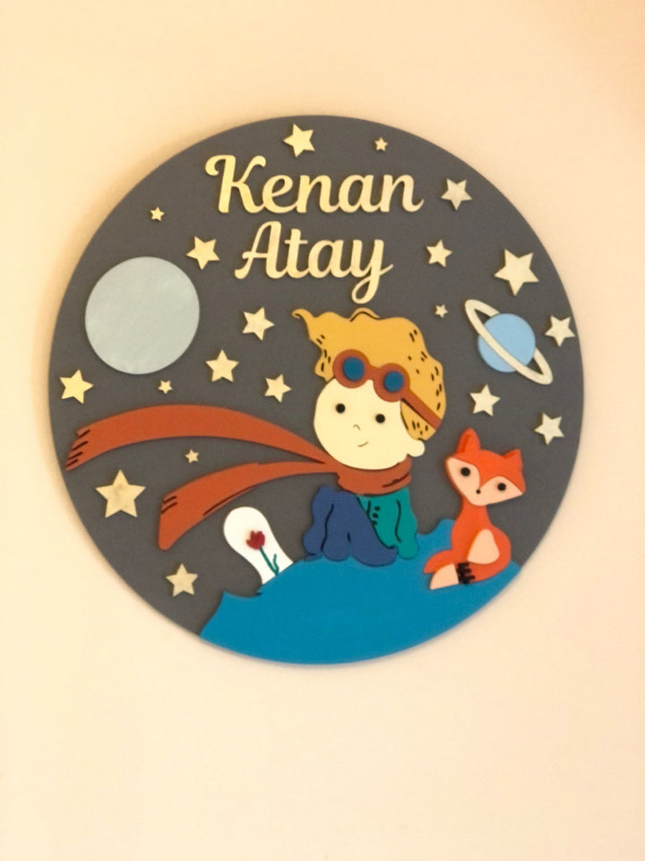 Little Prince Kids Door Name Sign|Wooden Wall-Door Hanging|The Little Prince Art|Kids Wall Decor|Unique Birthday Gift|Wooden Nursery Decor