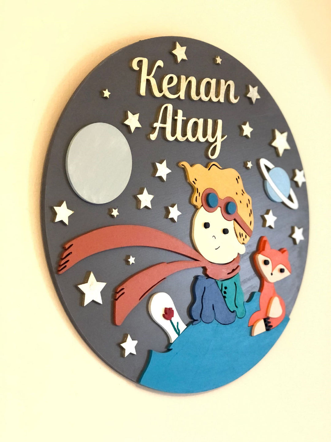 Little Prince Kids Door Name Sign|Wooden Wall-Door Hanging|The Little Prince Art|Kids Wall Decor|Unique Birthday Gift|Wooden Nursery Decor