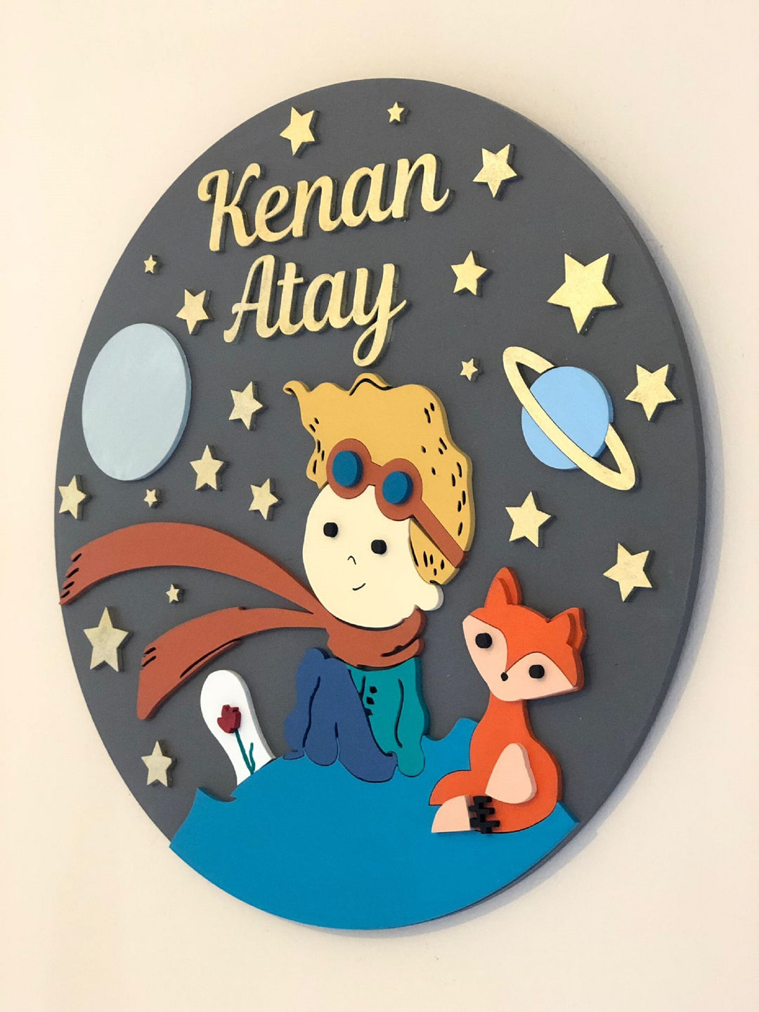 Little Prince Kids Door Name Sign|Wooden Wall-Door Hanging|The Little Prince Art|Kids Wall Decor|Unique Birthday Gift|Wooden Nursery Decor