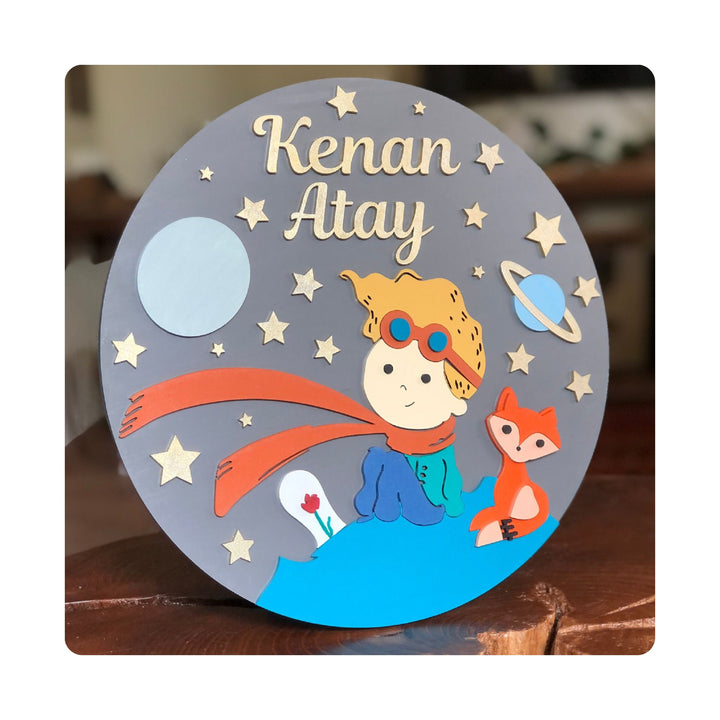 Little Prince Kids Door Name Sign|Wooden Wall-Door Hanging|The Little Prince Art|Kids Wall Decor|Unique Birthday Gift|Wooden Nursery Decor