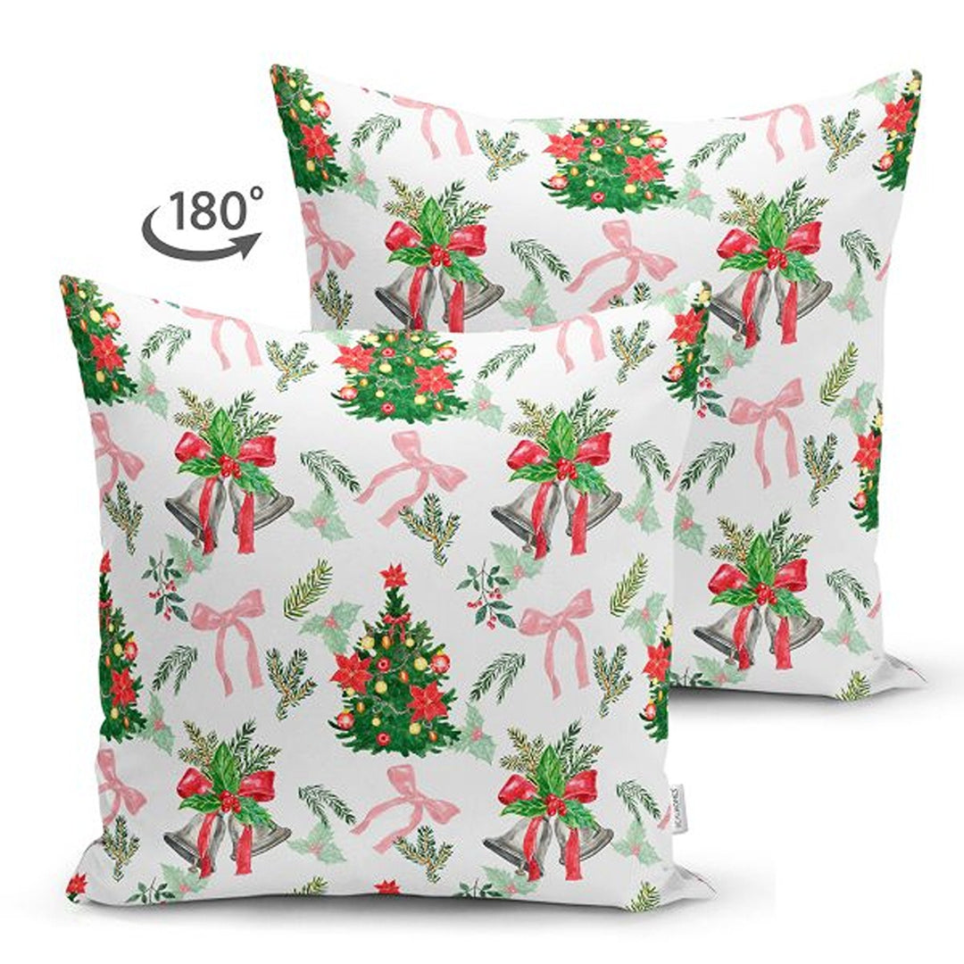 Winter Pillow Cover|Pine Cone and Pine Tree Needles Decor|Red Berries Print Farmhouse Style Cushion Case|Housewarming Christmas Pillow Cover