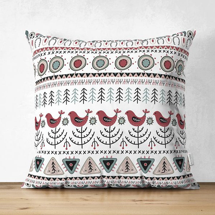 Winter Trend Pillow Covers|Abstract Winter Bird and Pine Tree Cushion|Geometric Animal Print Throw Pillowcase|Housewarming Sofa Decor