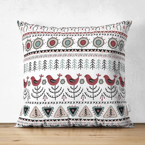 Winter Trend Pillow Covers|Abstract Winter Bird and Pine Tree Cushion|Geometric Animal Print Throw Pillowcase|Housewarming Sofa Decor