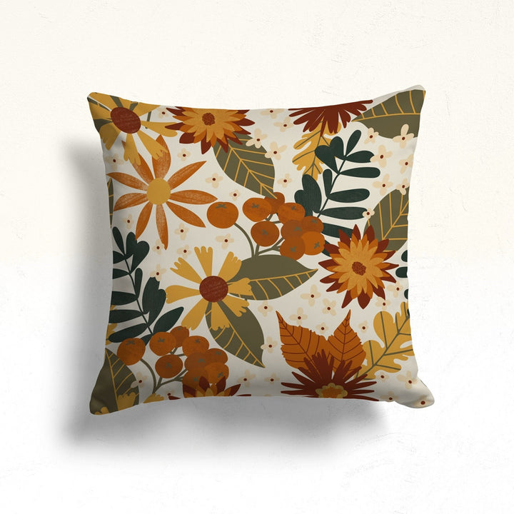 Fall Trend Pillow Cover|Dry Leaves Red Berries Throw Pillow|Autumn Cushion Case|Housewarming Autumn Home Decor|Farmhouse Style Fall Cushion