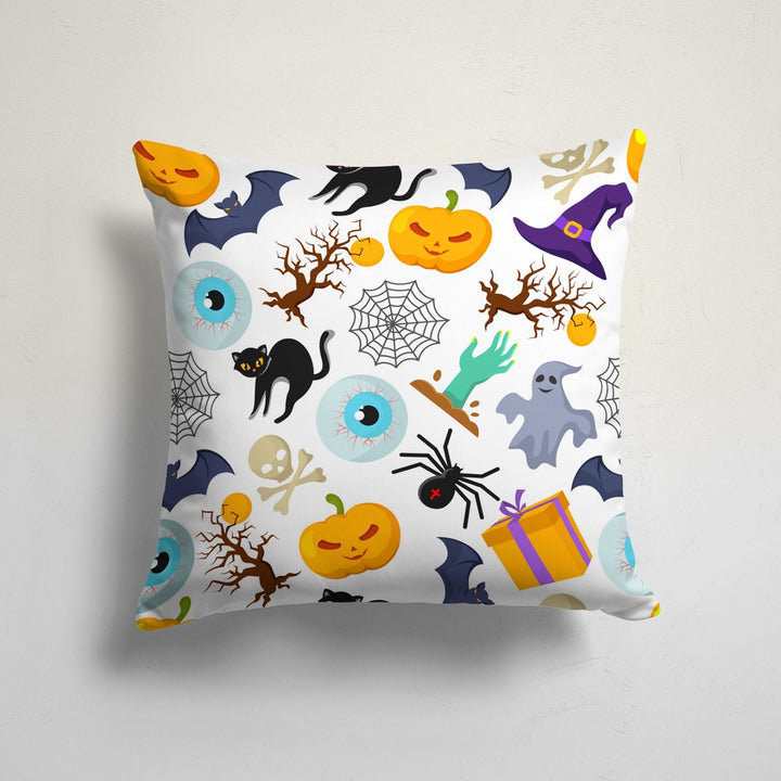 Halloween Pillowcase|Haunted House and Ghost Cushion Cover|Carved Pumpkin Pillow Sham|Spider Web and Bat Print Scary Halloween Throw Pillow